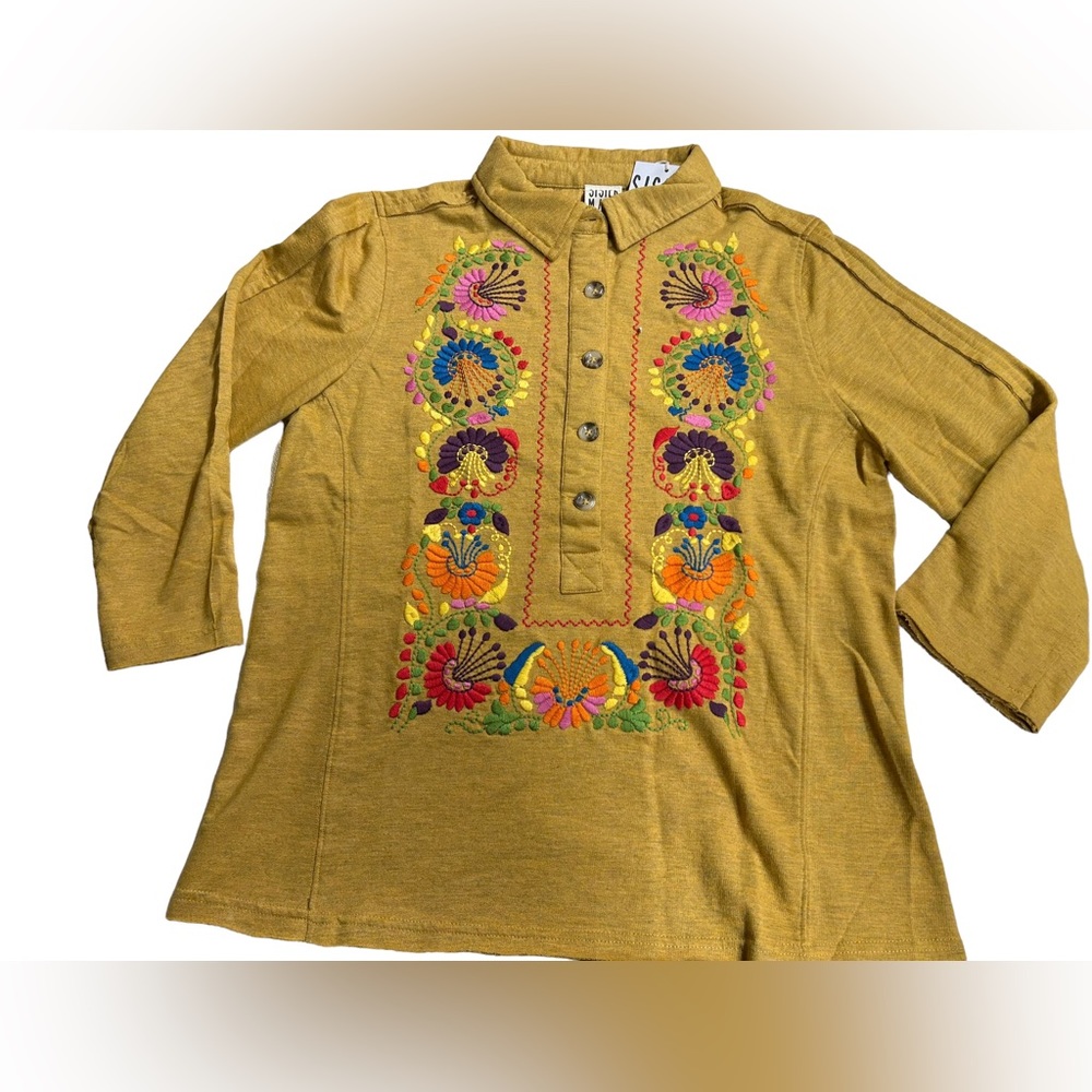 SISTER MARY Isabel floral colorful embroidered blouse size S/M NWT - Picture 4 of 5